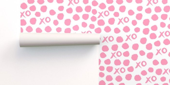 1024x1024 Peel-and-Stick Removable Wallpaper Xoxo Pink Valentines Hearts