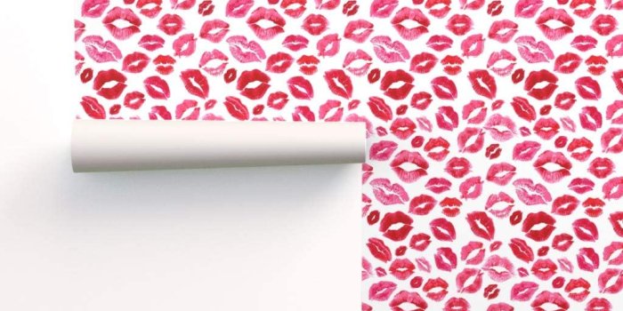 1024x1024 Removable Water-Activated Wallpaper - Love Lips Red and Pink Lip