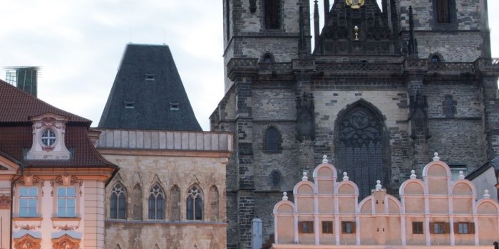 1125x2436 Wallpaper Prague, Czech Republic, city, square, buildings, dusk