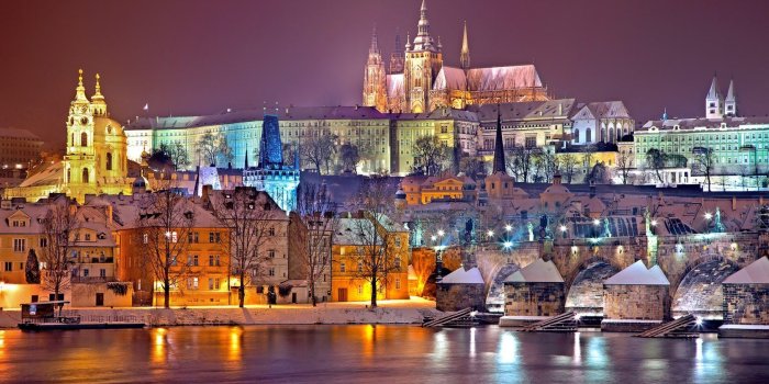 1680x1050 Prague Winter Night Czech Republic Desktop Wallpapers | Computer