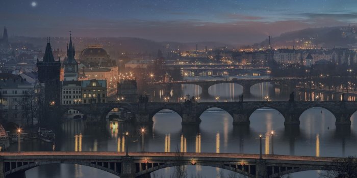 2048x1365 Gray concrete bridges, city, Prague, Czech Republic, Charles