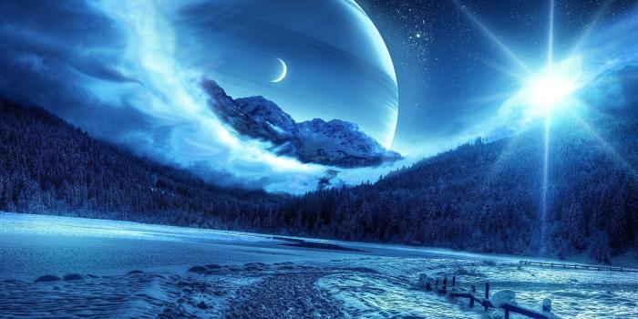 1920x1080 Moon shining upon land covered in snow during nighttime HD