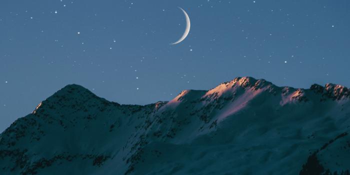 4096x2733 moon, #stars, #mountains, #snow, Wallpaper - Crescent Moon