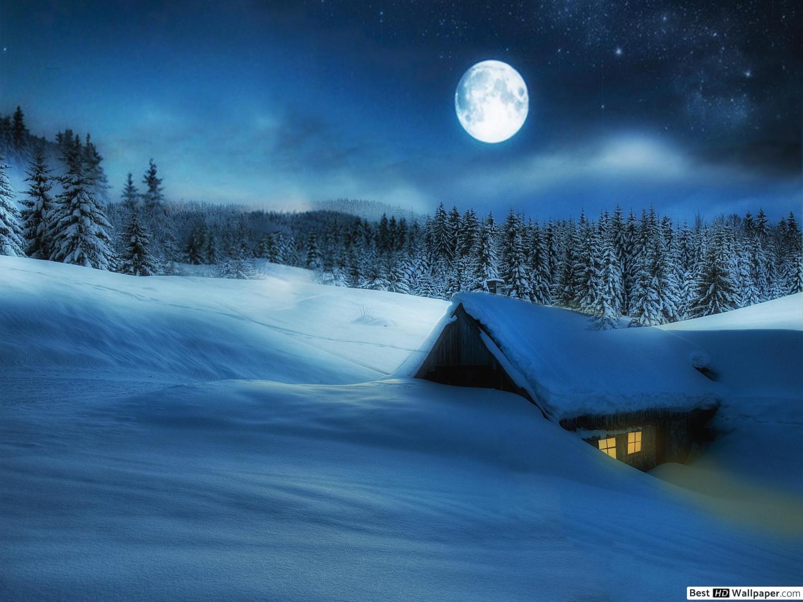 2048x1536 Full Moon at winter HD wallpaper download