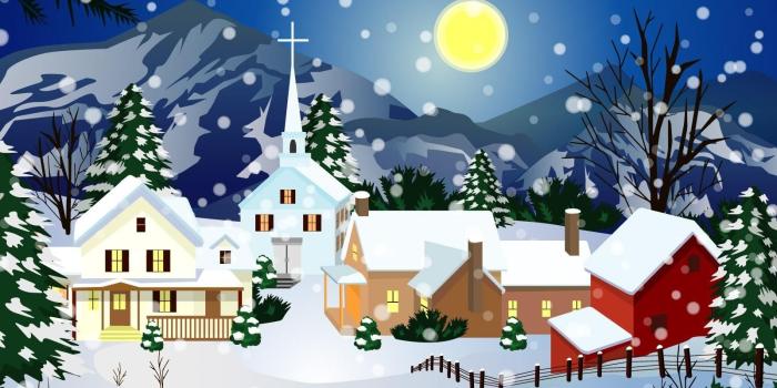 1600x1180 Wallpaper Home, Full Moon, Church, Snow, Night, Winter - Cute