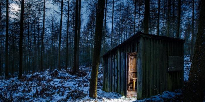 2048x1276 landscape, Nature, Forest, Snow, Hut, Moon, Moonlight, Winter