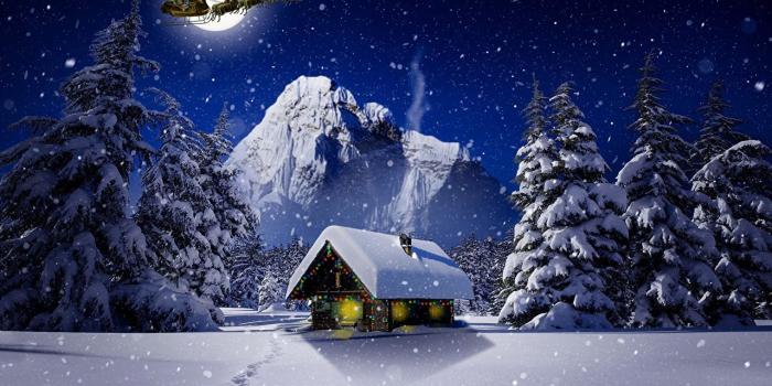 1280x800 Images Deer Christmas sleigh Nature Winter Moon Snow night time