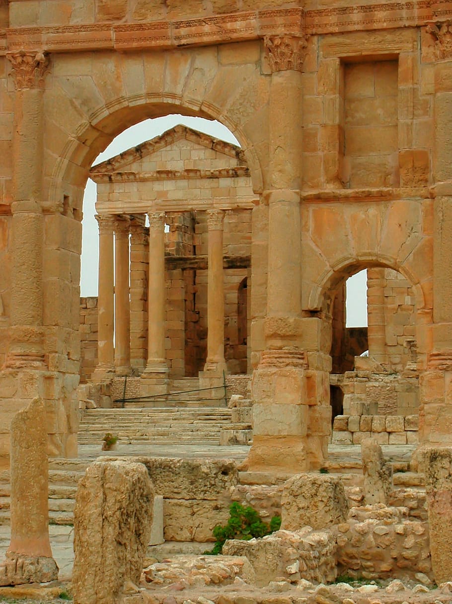 910x1214 HD wallpaper: Roman, Ruins, Sbeitla, Tunisia, Africa, architecture