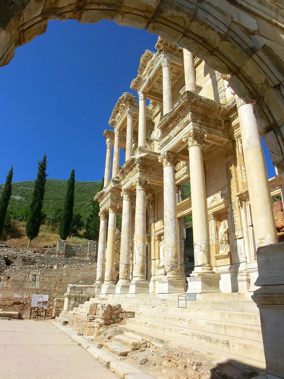 910x1213 HD wallpaper: ephesus, celsus, library, turkey, roman, drop-off