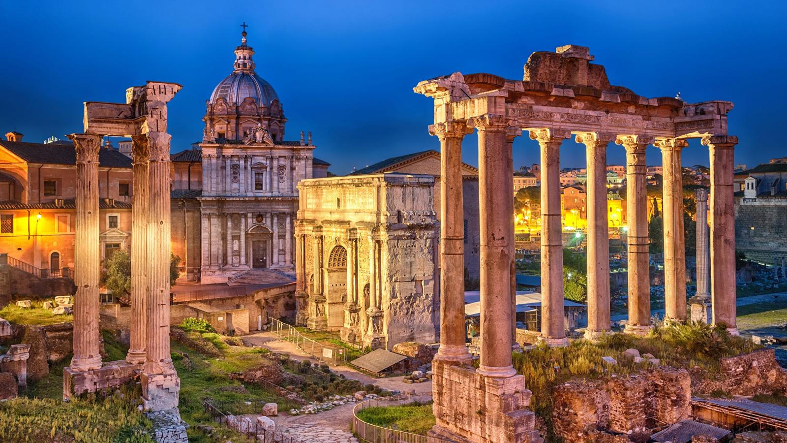 2560x1440 Pictures Rome Italy columns Roman Forum, Septimius Severus 2560x1440