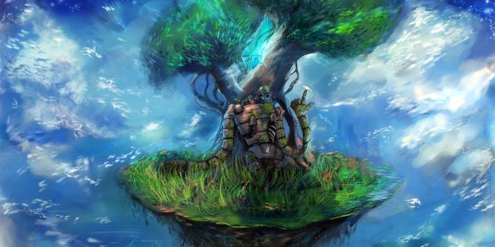 4724x2836 ocean hayao miyazaki ruins robot grass wind studio ghibli anime