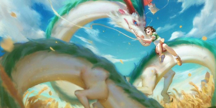 1920x1212 dragon, Spirited Away, Fan art, Anime, Anime girls, Studio Ghibli