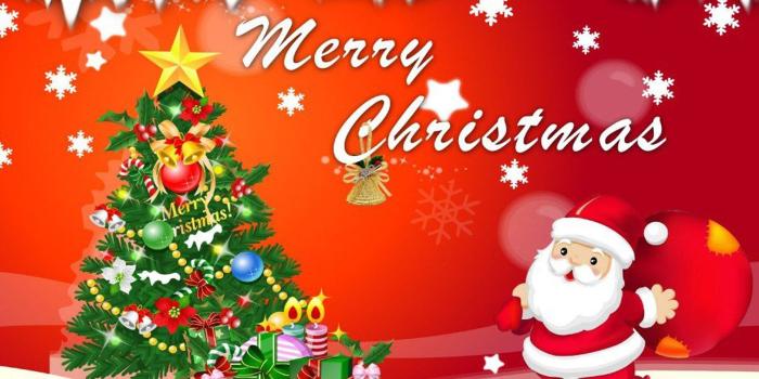 1920x1080 Merry Christmas Santa Claus Christmas Tree Decorations Greeting