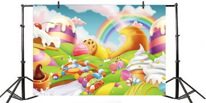 1447x697 Amazon.com : LFEEY 10x7ft Candyland Photo Booth Backdrop Candy