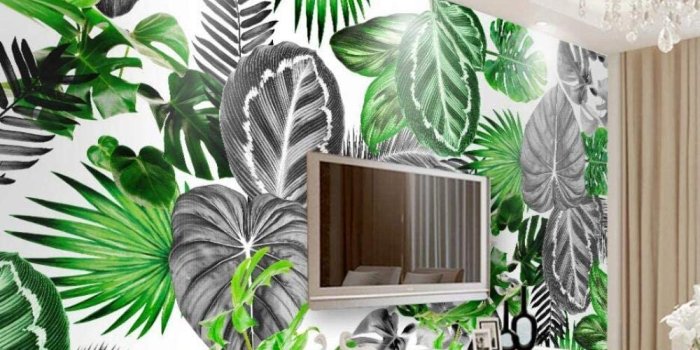 1000x849 Wall Mural 3D Wallpaper Nordic Minimalist Black and White Tropical