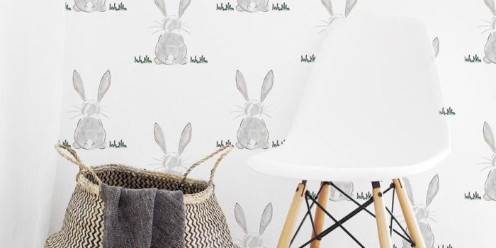 900x900 Wallpaper with bunnies for kids room - Livettes