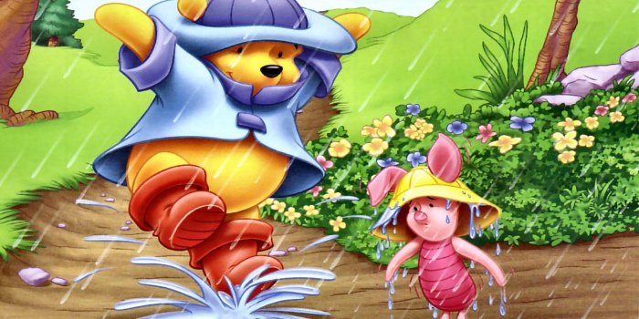 1920x1200 Piglet And Winnie The Pooh Dancing In The Rain Hd Wallpapers