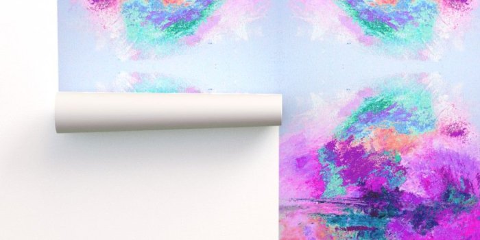 1024x1024 Purple and Hot Pink Abstract Painting on Isobar by theartwerks