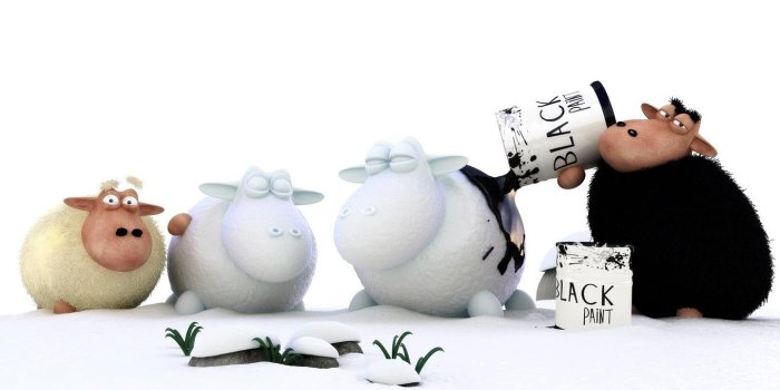 1440x900 Four white, beige, and black sheep illustration, sheep HD