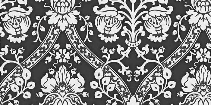 1000x800 Classic Baroque Wallpaper in Black, White, and Metallic design by
