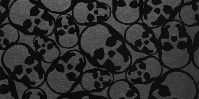 728x1100 Wallpaper Skulls (Anthracite, Black) | Wallpaper from the 70s