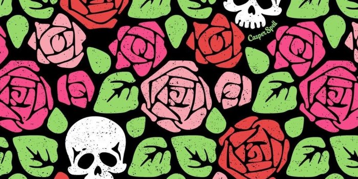 1080x1920 1080x1920, Roses And Skulls Repeat Wallpaper Pattern - Cute But