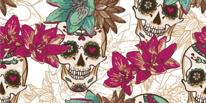 1500x1500 Sugar Skulls & Flowers Wallpaper & Surface Covering - YouCustomizeIt