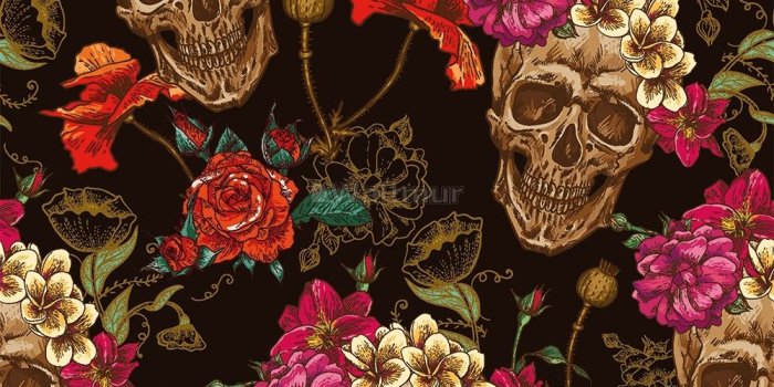 1000x1000 Fancy Skull Pattern Wallpaper Mural - Wallpaper • Wallmur®