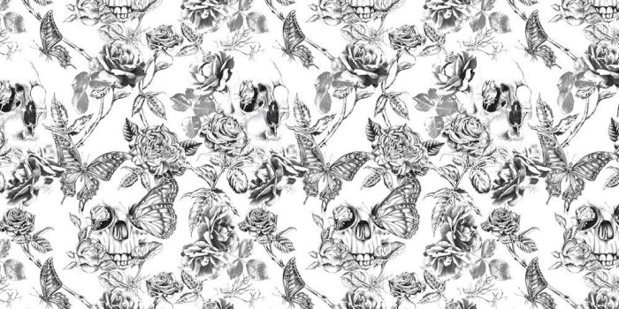 1000x1000 Skull Roses by Graham & Brown - Black / White - Wallpaper