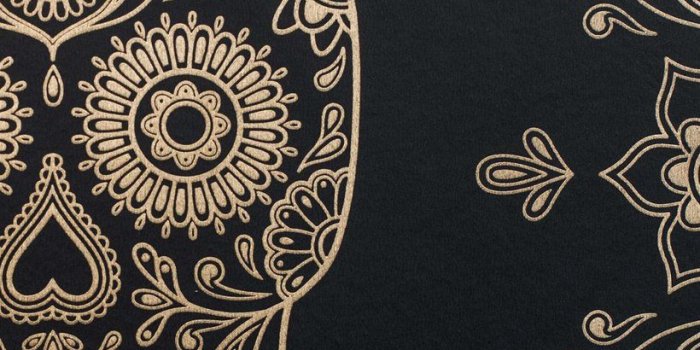 820x1230 Skull Wallpaper Sample - Black & Gold | Anatomy Boutique