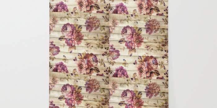 1500x1500 Rustic Vintage Country Floral Wood Romantic Wallpaper by