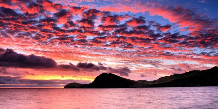 1920x1200 Beautiful colorful sunset sky above the ocean wallpaper - Beach