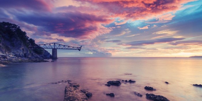 1332x850 Wallpaper colorful, rock, sky, ocean, nature, water, beautiful