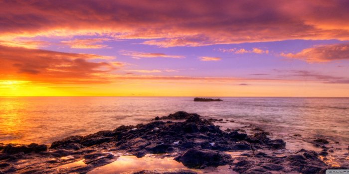 2560x1024 Colorful Ocean Sunset Ultra HD Desktop Background Wallpaper for