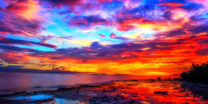 1920x1080 Free download Sunsets Fiery Sunset Colorful Skies Ocean Sky Colors