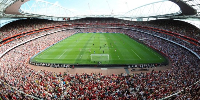1332x850 Wallpaper field, the sky, Arsenal, tribune, fans, stadium