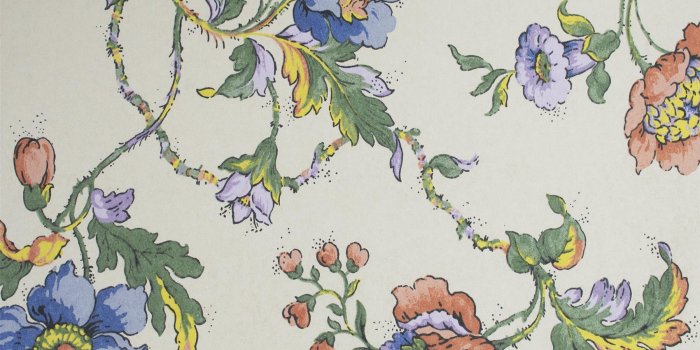 1800x1598 Floral Trail Wallpaper Flowers Berries Cream Purple Yellow Red