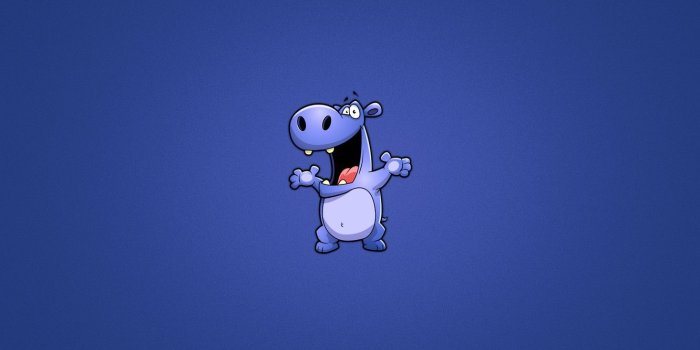 1332x850 Wallpaper animal, minimalism, Hippo, blue background, joyful