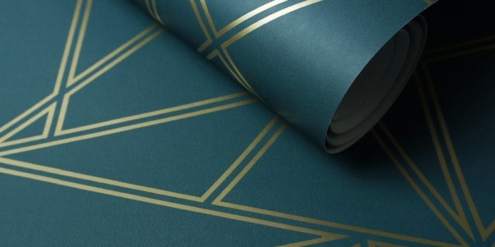 1000x1000 Paladium Geometric Wallpaper Teal / Gold Holden 90110 | Geometric