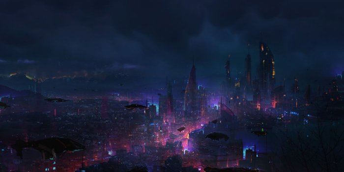 1400x1050 Download Futuristic city, night, cityscape, dark, fantasy