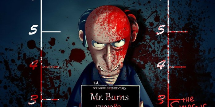 1332x850 Wallpaper The Simpsons, wall, mug, The simpsons, blood, villain