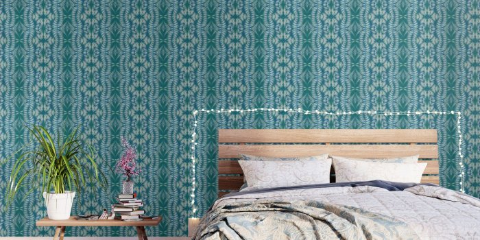 1500x1500 Teal BlueGreen Neotribal Geometric Wallpaper by