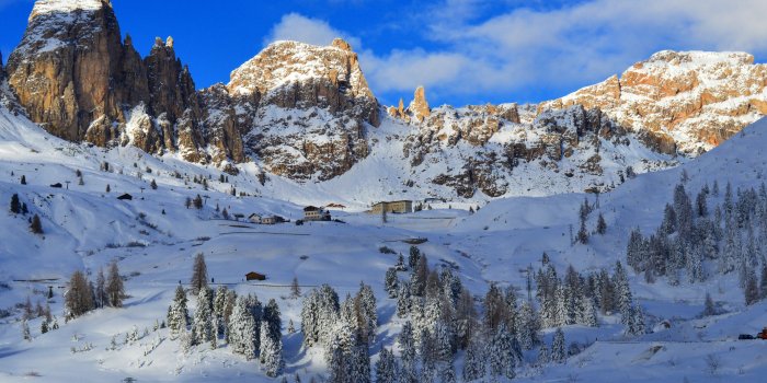 3840x2160 Wallpaper Dolomites, Alps, mountains, snow, winter, trees, 5k