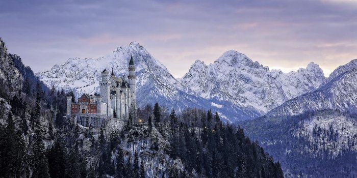 3840x2400 Winter Landscape Background Alps And Neuschwanstein Castle Bavaria