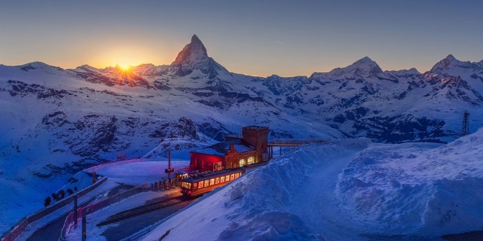 1920x1200 Switzerland, Alps, mountains, sky, sunset, winter wallpaper