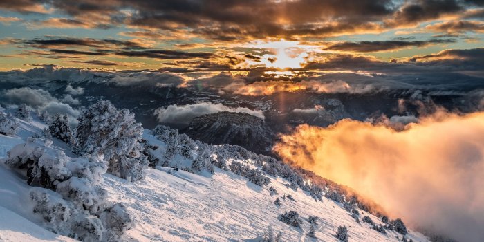 2560x1600 Wallpaper France, Alps, snow, winter, sunrise, clouds, morning