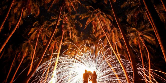 5472x3648 Fireworks, Night, Outdoors, Silhouette, Beach resized by Ze Robot