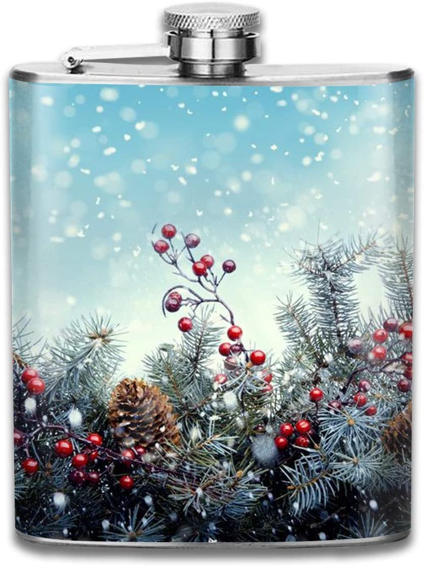 835x1116 Amazon.com: Laki-co Christmas Snow Wallpaper Hip Flask for Liquor