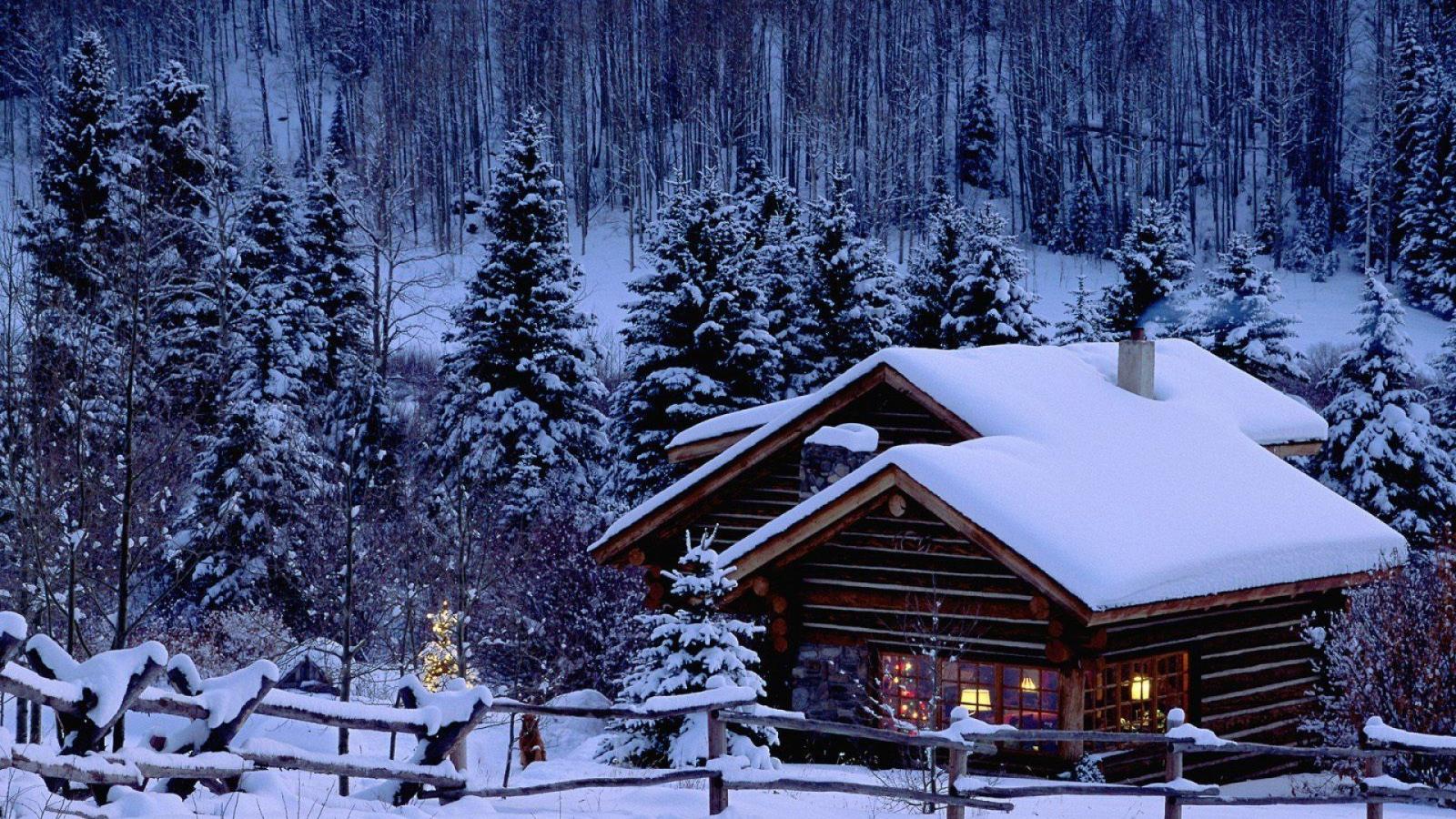 1920x1080 Christmas, Snow, Pine trees, Cabin HD Wallpapers / Desktop and