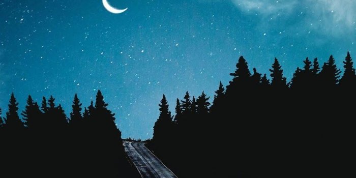 900x1600 Road under crescent moon (Có hình ảnh) | Phong cảnh, Ảnh ấn tượng